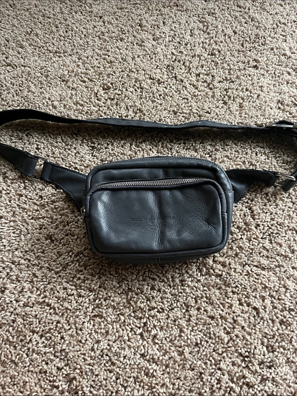 Gray Leather Waist Bag - Classic Crossbody Belt Bag